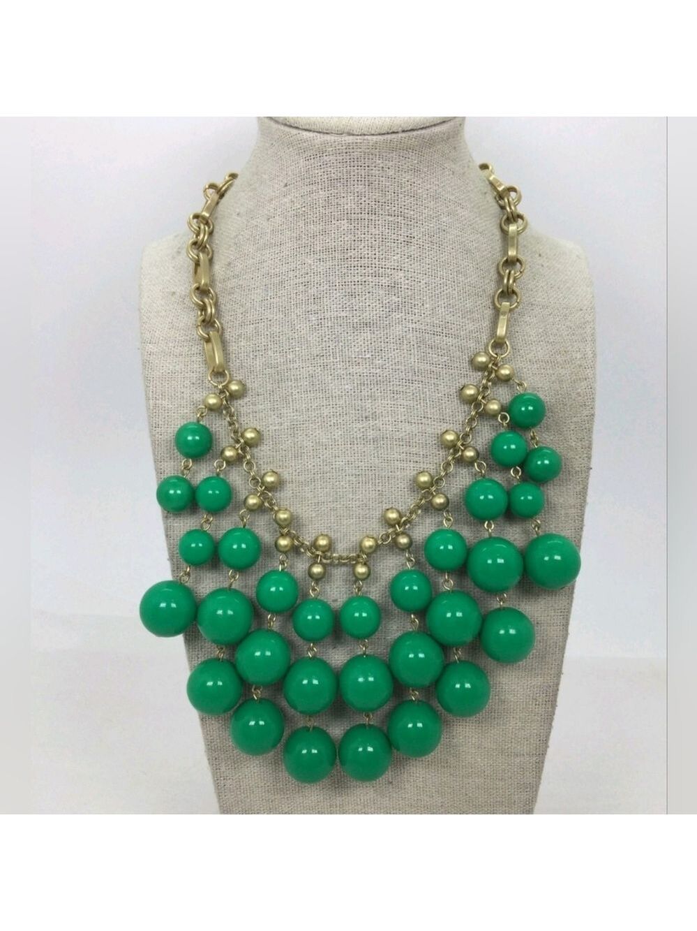 NIB Stella & Dot Jolie Green Bib Statement Necklace 18"